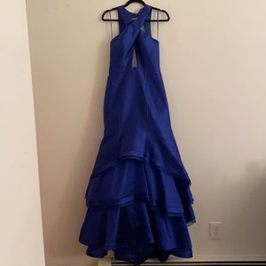 Beautiful halter low back cobalt blue gown